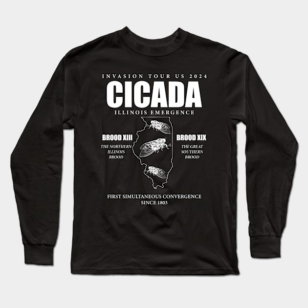 Cicada Illinois Invasion Us Tour Brood XIX XIII 2024 Long Sleeve T-Shirt by ANAREL